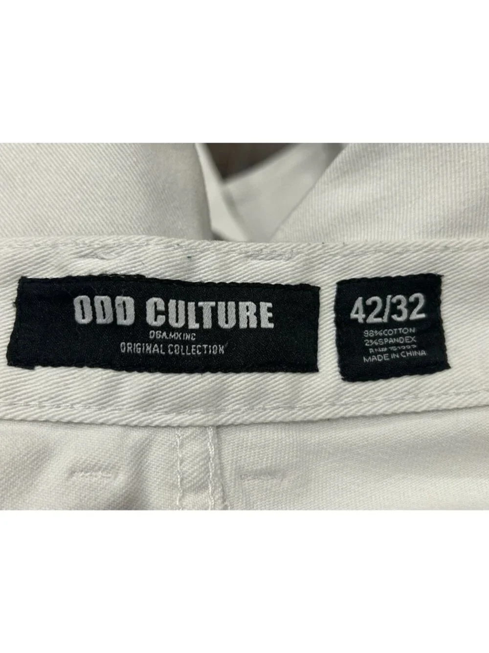 Odd Culture 42x32 Mens White Distressed Slim Fit Biker Moto Jeans Grungecore